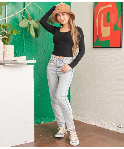 anap mimpi（アナップミンピ）の「デコルテライン 細リブ カットソー（Tシャツ/カットソー・レディース・ホワイト/ブラック/グレー/ベージュ・FREE）」の18枚目の写真