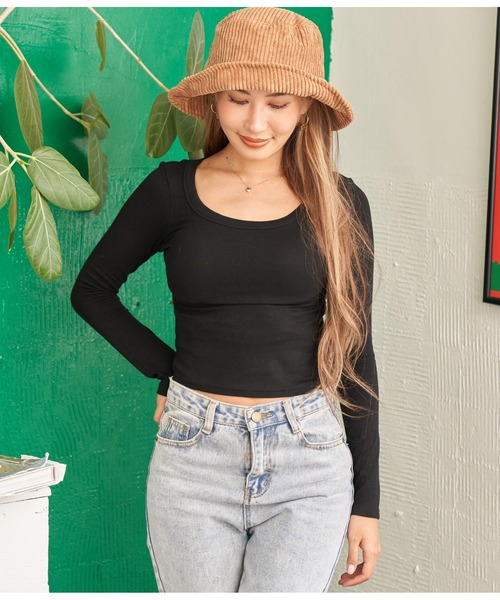 anap mimpi（アナップミンピ）の「デコルテライン 細リブ カットソー（Tシャツ/カットソー・レディース・ホワイト/ブラック/グレー/ベージュ・FREE）」の15枚目の写真