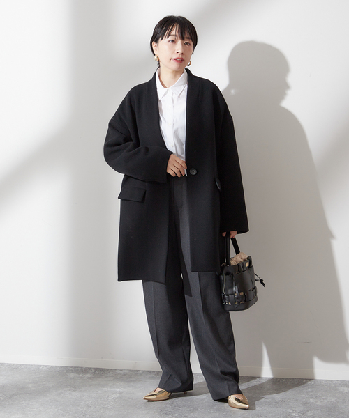 journal standard L'essage（ジャーナルスタンダードレサージュ）の「SUPER140S/GIOLICA コクーンコート（その他アウター・レディース・ブラック/ホワイト/ネイビー・FREE）」の10枚目の写真