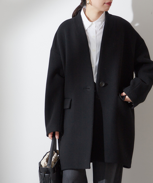 journal standard L'essage（ジャーナルスタンダードレサージュ）の「SUPER140S/GIOLICA コクーンコート（その他アウター・レディース・ブラック/ホワイト/ネイビー・FREE）」の13枚目の写真