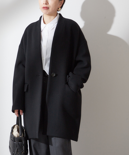 journal standard L'essage（ジャーナルスタンダードレサージュ）の「SUPER140S/GIOLICA コクーンコート（その他アウター・レディース・ブラック/ホワイト/ネイビー・FREE）」の14枚目の写真