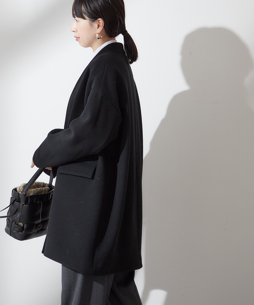 journal standard L'essage（ジャーナルスタンダードレサージュ）の「SUPER140S/GIOLICA コクーンコート（その他アウター・レディース・ブラック/ホワイト/ネイビー・FREE）」の15枚目の写真