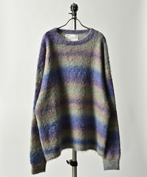 【ADAMPATEK/アダムパテック】space dye brushed gradation boucle crew neck / グラデーションブークレクルーネック