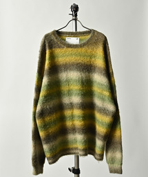【ADAMPATEK/アダムパテック】space dye brushed gradation boucle crew neck / グラデーションブークレクルーネック