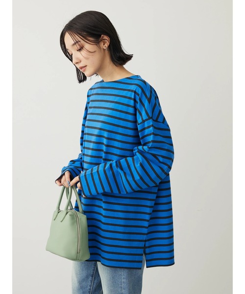 Green Parks(グリーンパークス)の「ボーダーゆるチュニック(チュニック・レディース・オフホワイト/レッド/ブルー/ネイビー・FREE)」の5枚目の写真