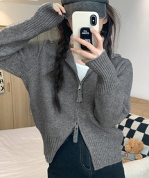 シンプルデザイン フーディジップニット