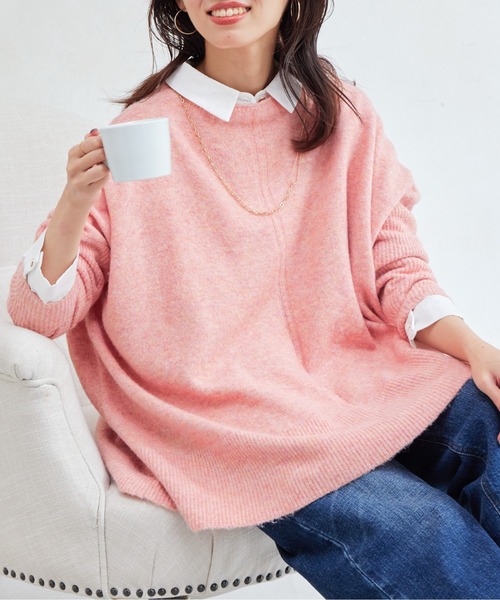 Chez toi（シェトワ）の「ヤク混ドルマンプルオーバー（ニット/セーター・レディース・アイボリー/グレー/オレンジ/グリーン・FREE）」の4枚目の写真