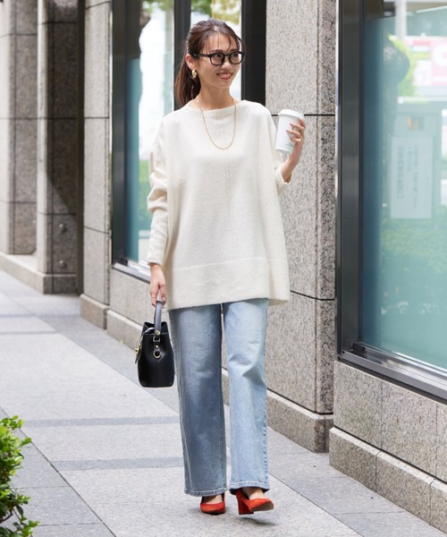 Chez toi（シェトワ）の「ヤク混ドルマンプルオーバー（ニット/セーター・レディース・アイボリー/グレー/オレンジ/グリーン・FREE）」の21枚目の写真