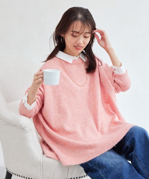 Chez toi（シェトワ）の「ヤク混ドルマンプルオーバー（ニット/セーター・レディース・アイボリー/グレー/オレンジ/グリーン・FREE）」の10枚目の写真