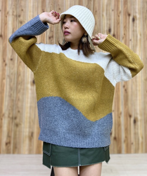 G/FORE グレー ネオンイエロー セーター （LL） JIGGYS SHOP ニットセーター メンズ トップス グラデーション ボーダー