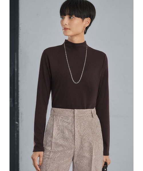STYLE DELI(スタイルデリ)の「【重ね着用】ハイネックリブカットソーE(Tシャツ/カットソー・レディース・ネイビー/ベージュ/ホワイト/アイボリー/ブラック/ブラウン系その他・FREE)」の5枚目の写真