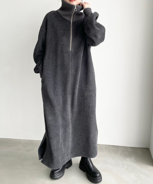 LOWRYS FARM（ローリーズファーム）の「フリースＺＩＰワンピース　974471（ワンピース・レディース・ブラック/グレー・FREE）」の9枚目の写真