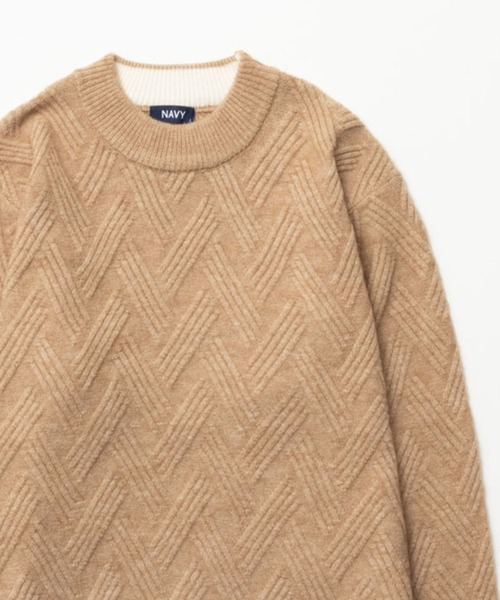 NAVY(ネイビー)の「NAVY 幾何学柄ニット(ニット/セーター・メンズ・ベージュ/ブラック/ホワイト/ネイビー・S/XL/L/M)」の3枚目の写真