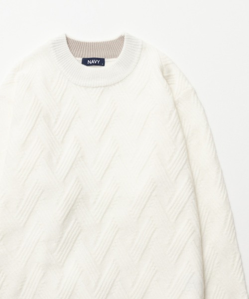 NAVY(ネイビー)の「NAVY 幾何学柄ニット(ニット/セーター・メンズ・ベージュ/ブラック/ホワイト/ネイビー・S/XL/L/M)」の1枚目の写真
