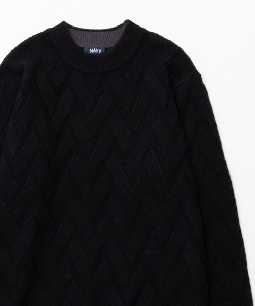 幾何学模様 ニットセーター ネイビー NAVY 幾何学柄ニット（ニット/セーター）｜NAVY（ネイビー）の