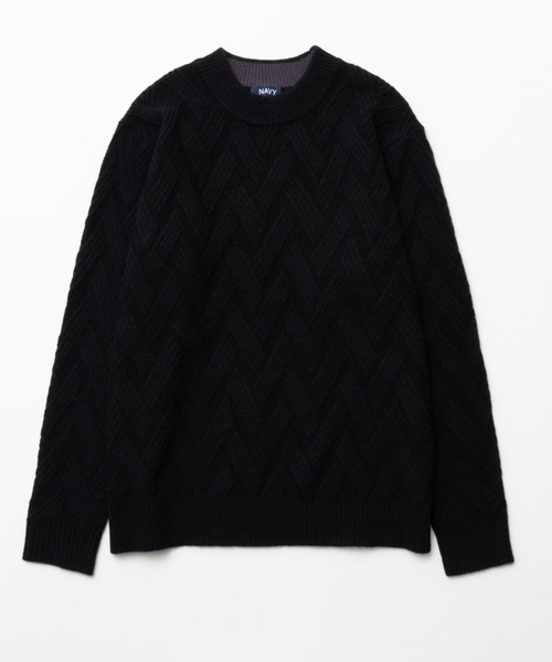 NAVY(ネイビー)の「NAVY 幾何学柄ニット(ニット/セーター・メンズ・ベージュ/ブラック/ホワイト/ネイビー・S/XL/L/M)」の6枚目の写真