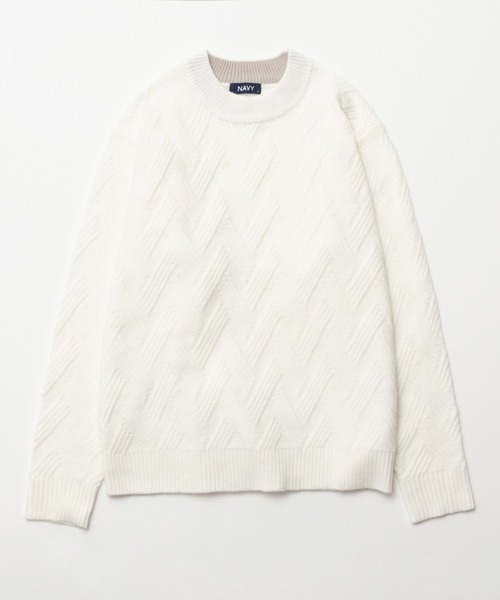 NAVY(ネイビー)の「NAVY 幾何学柄ニット(ニット/セーター・メンズ・ベージュ/ブラック/ホワイト/ネイビー・S/XL/L/M)」の5枚目の写真