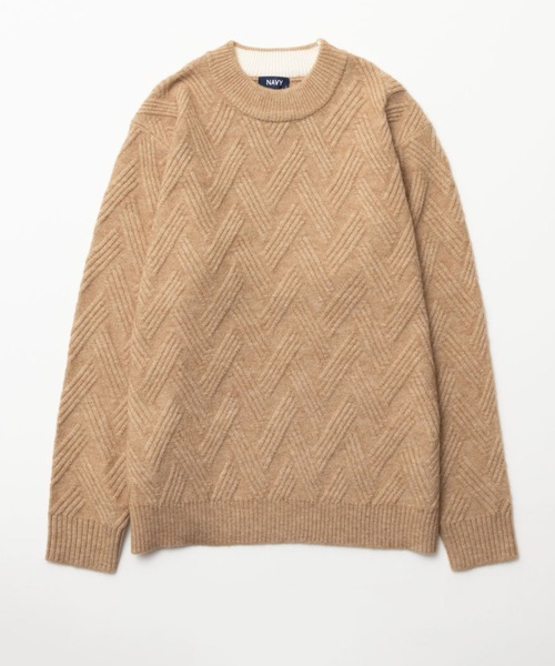 NAVY(ネイビー)の「NAVY 幾何学柄ニット(ニット/セーター・メンズ・ベージュ/ブラック/ホワイト/ネイビー・S/XL/L/M)」の8枚目の写真