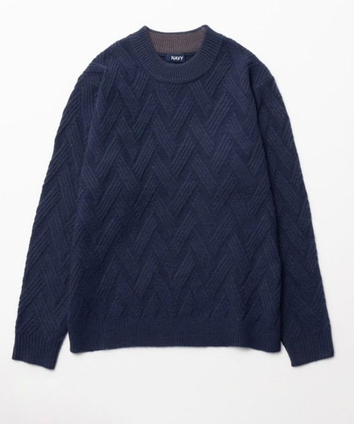 NAVY(ネイビー)の「NAVY 幾何学柄ニット(ニット/セーター・メンズ・ベージュ/ブラック/ホワイト/ネイビー・S/XL/L/M)」の7枚目の写真