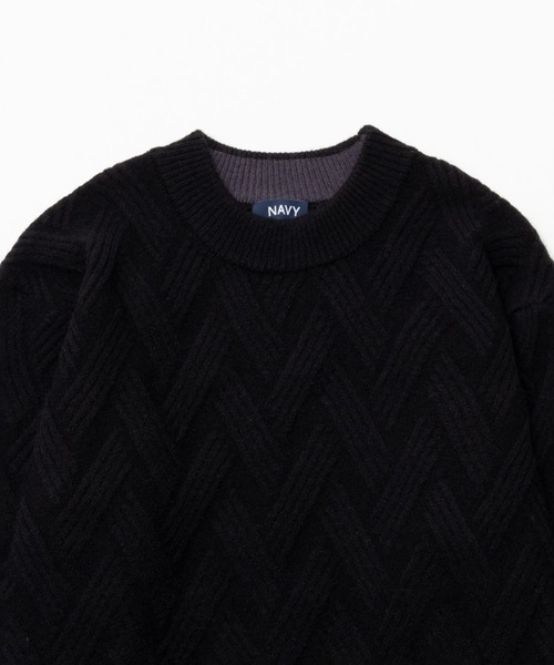 NAVY(ネイビー)の「NAVY 幾何学柄ニット(ニット/セーター・メンズ・ベージュ/ブラック/ホワイト/ネイビー・S/XL/L/M)」の10枚目の写真