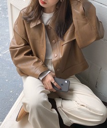 BENDER TOKYO（ベンダートウキョウ）の「『BENDER TOKYO』オーバーサイズ クロップド フェイクレザージャケット（ブルゾン）」