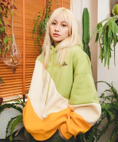 My sugar Babe（マイシュガーベイブ）の「oversized three-tone hoodie（パーカー・メンズ・オレンジ/ブルー・LARGE/X-LARGE/MEDIUM）」の5枚目の写真