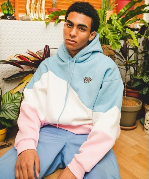My sugar Babe（マイシュガーベイブ）の「oversized three-tone hoodie（パーカー・メンズ・オレンジ/ブルー・LARGE/X-LARGE/MEDIUM）」の6枚目の写真