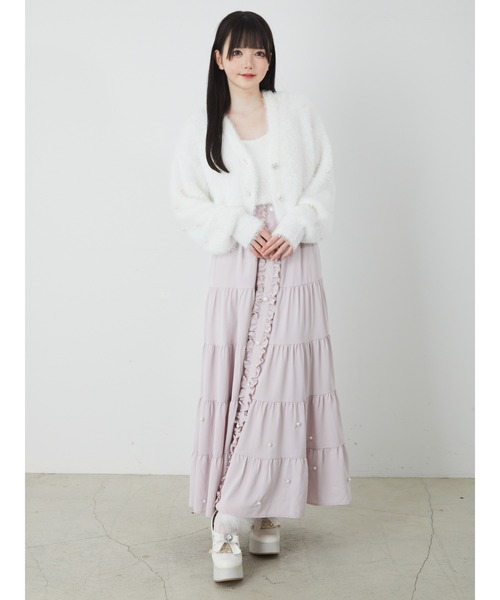 Ank Rouge（アンクルージュ）の「パールティアードロングスカート（スカート・レディース・ホワイト/ブラック/ピンク・M）」の3枚目の写真