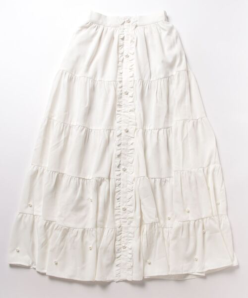 Ank Rouge（アンクルージュ）の「パールティアードロングスカート（スカート・レディース・ホワイト/ブラック/ピンク・M）」の12枚目の写真