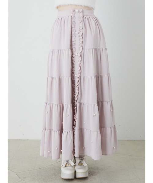 Ank Rouge（アンクルージュ）の「パールティアードロングスカート（スカート・レディース・ホワイト/ブラック/ピンク・M）」の8枚目の写真