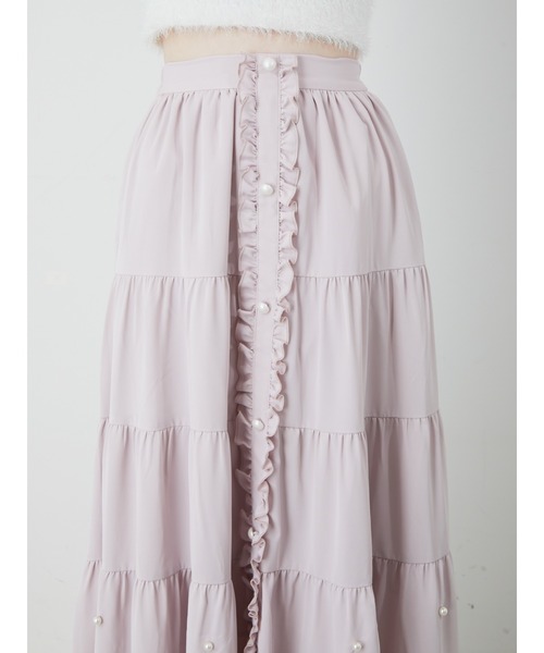 Ank Rouge（アンクルージュ）の「パールティアードロングスカート（スカート・レディース・ホワイト/ブラック/ピンク・M）」の9枚目の写真