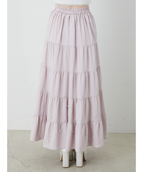 Ank Rouge（アンクルージュ）の「パールティアードロングスカート（スカート・レディース・ホワイト/ブラック/ピンク・M）」の11枚目の写真