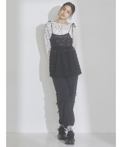 merry jenny（メリージェニー）の「ribbonチュールキャミチュニック（キャミソール・レディース・ブラック/オフホワイト・FREE）」の21枚目の写真