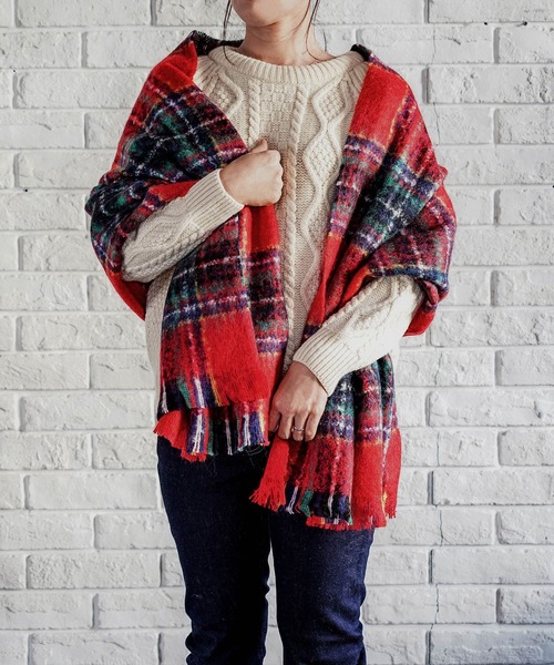 【PIERRE QUIOC（ピエールキオック）】 Macaron Etole56x180 RED（マフラー）｜TIMELESS COMFORT（タイムレスコンフォート） 7,838円