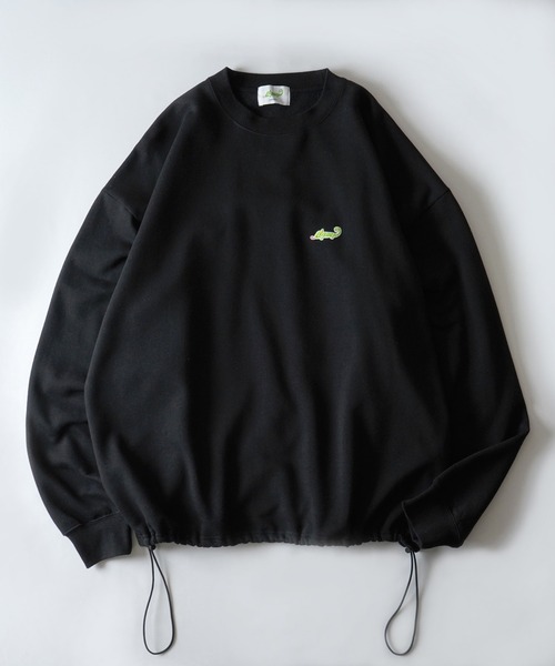 Labordi（ラボード）の「裏起毛 ドロスト ワンポイント刺繍ロゴ ビッグシルエットプルオーバースウェット ユニセックス（スウェット・メンズ・グリーン/チャコールグレー/ブラック/ベージュ/グレー/ネイビー・L/XL/M）」の19枚目の写真