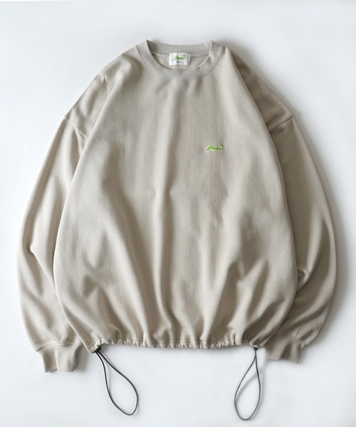 Labordi（ラボード）の「裏起毛 ドロスト ワンポイント刺繍ロゴ ビッグシルエットプルオーバースウェット ユニセックス（スウェット・メンズ・グリーン/チャコールグレー/ブラック/ベージュ/グレー/ネイビー・L/XL/M）」の10枚目の写真