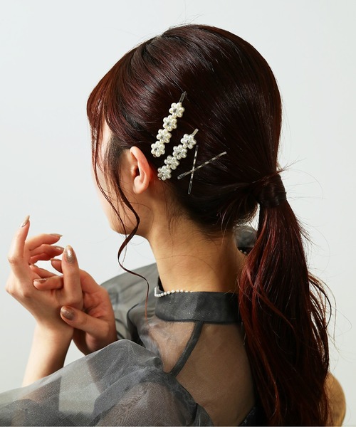 [Sinoon]GATHERED PETALS ヘアピン★新作・25SS★韓国★関税込み Sinoon] PEAR ヘアピン SILVER 3type☆新作・24AW☆韓国