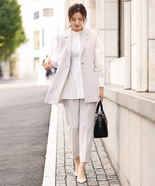MK MICHEL KLEIN(エムケーミッシェルクラン)の「ロングジレ/制菌加工/洗える(ベスト・レディース・ネイビー/グレイッシュベージュ・38)」の7枚目の写真