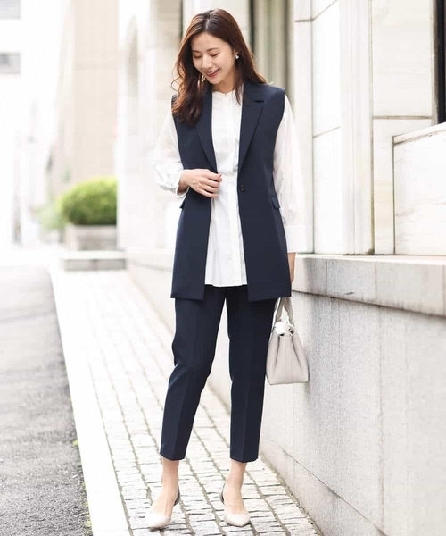 MK MICHEL KLEIN(エムケーミッシェルクラン)の「ロングジレ/制菌加工/洗える(ベスト・レディース・ネイビー/グレイッシュベージュ・38)」の12枚目の写真
