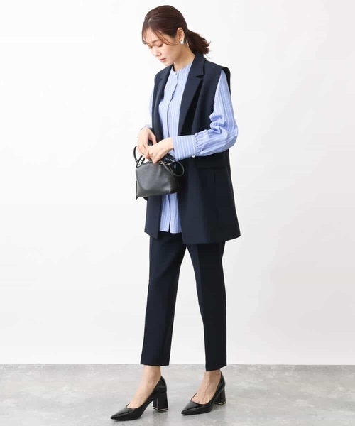 MK MICHEL KLEIN(エムケーミッシェルクラン)の「ロングジレ/制菌加工/洗える(ベスト・レディース・ネイビー/グレイッシュベージュ・38)」の14枚目の写真