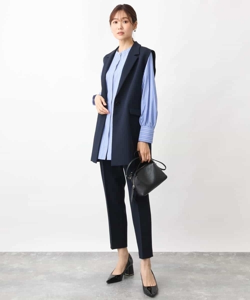 MK MICHEL KLEIN(エムケーミッシェルクラン)の「ロングジレ/制菌加工/洗える(ベスト・レディース・ネイビー/グレイッシュベージュ・38)」の15枚目の写真