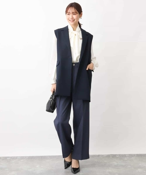 MK MICHEL KLEIN(エムケーミッシェルクラン)の「ロングジレ/制菌加工/洗える(ベスト・レディース・ネイビー/グレイッシュベージュ・38)」の16枚目の写真