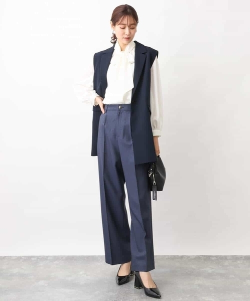 MK MICHEL KLEIN(エムケーミッシェルクラン)の「ロングジレ/制菌加工/洗える(ベスト・レディース・ネイビー/グレイッシュベージュ・38)」の18枚目の写真