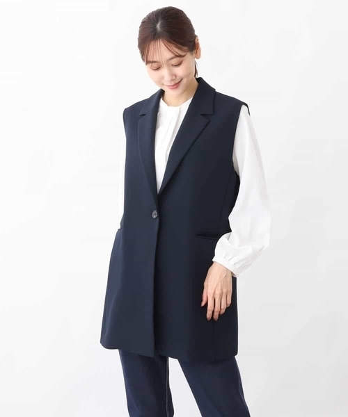 MK MICHEL KLEIN(エムケーミッシェルクラン)の「ロングジレ/制菌加工/洗える(ベスト・レディース・ネイビー/グレイッシュベージュ・38)」の19枚目の写真