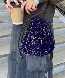 fredy emue | ベロアスパンコール巾着ショルダーバッグ(ショルダーバッグ)