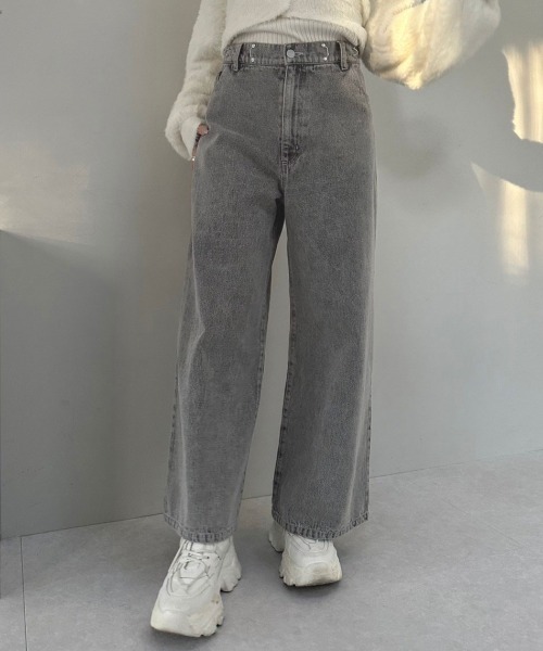 OLIVE des OLIVE（オリーブデオリーブ）の「2WAYライズブリーチデニムパンツ　1041030010（デニムパンツ・レディース・グレー/サックスブルー・SMALL/MEDIUM）」の2枚目の写真