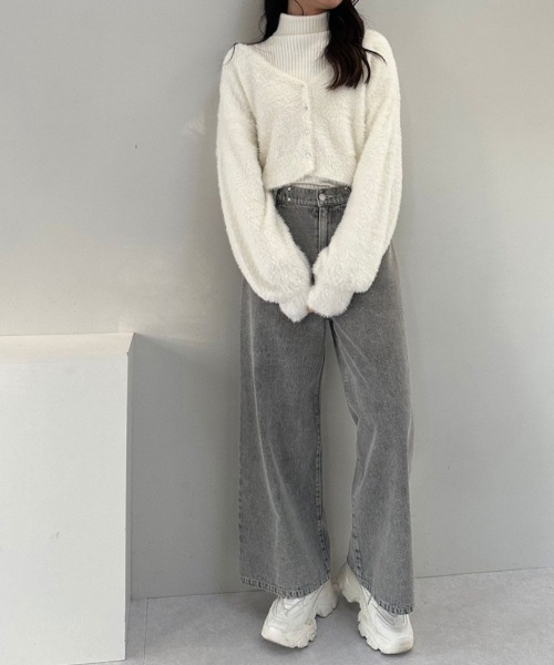 OLIVE des OLIVE（オリーブデオリーブ）の「2WAYライズブリーチデニムパンツ　1041030010（デニムパンツ・レディース・グレー/サックスブルー・SMALL/MEDIUM）」の3枚目の写真