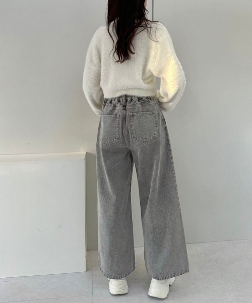 OLIVE des OLIVE（オリーブデオリーブ）の「2WAYライズブリーチデニムパンツ　1041030010（デニムパンツ・レディース・グレー/サックスブルー・SMALL/MEDIUM）」の5枚目の写真