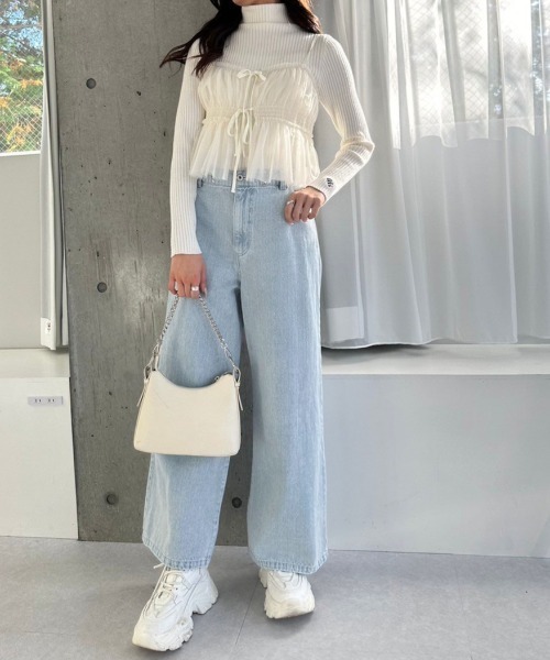 OLIVE des OLIVE（オリーブデオリーブ）の「2WAYライズブリーチデニムパンツ　1041030010（デニムパンツ・レディース・グレー/サックスブルー・SMALL/MEDIUM）」の8枚目の写真