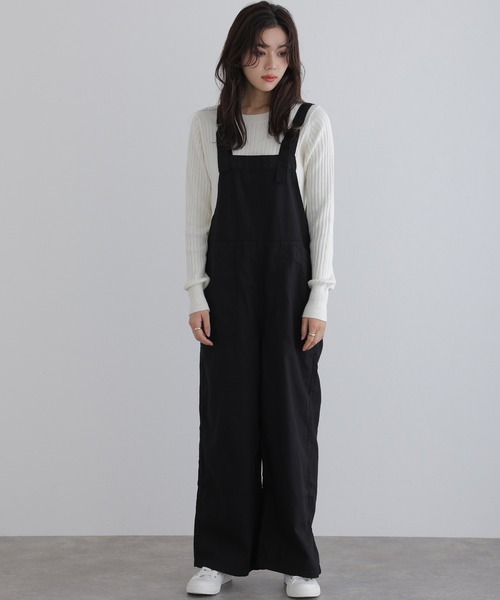 ElegChic(エレグシック)の「ベイカーワイドサロペットパンツ(サロペット/オーバーオール・レディース・カーキ/ブラック/ベージュ・XL/3L/4L/L/M)」の4枚目の写真